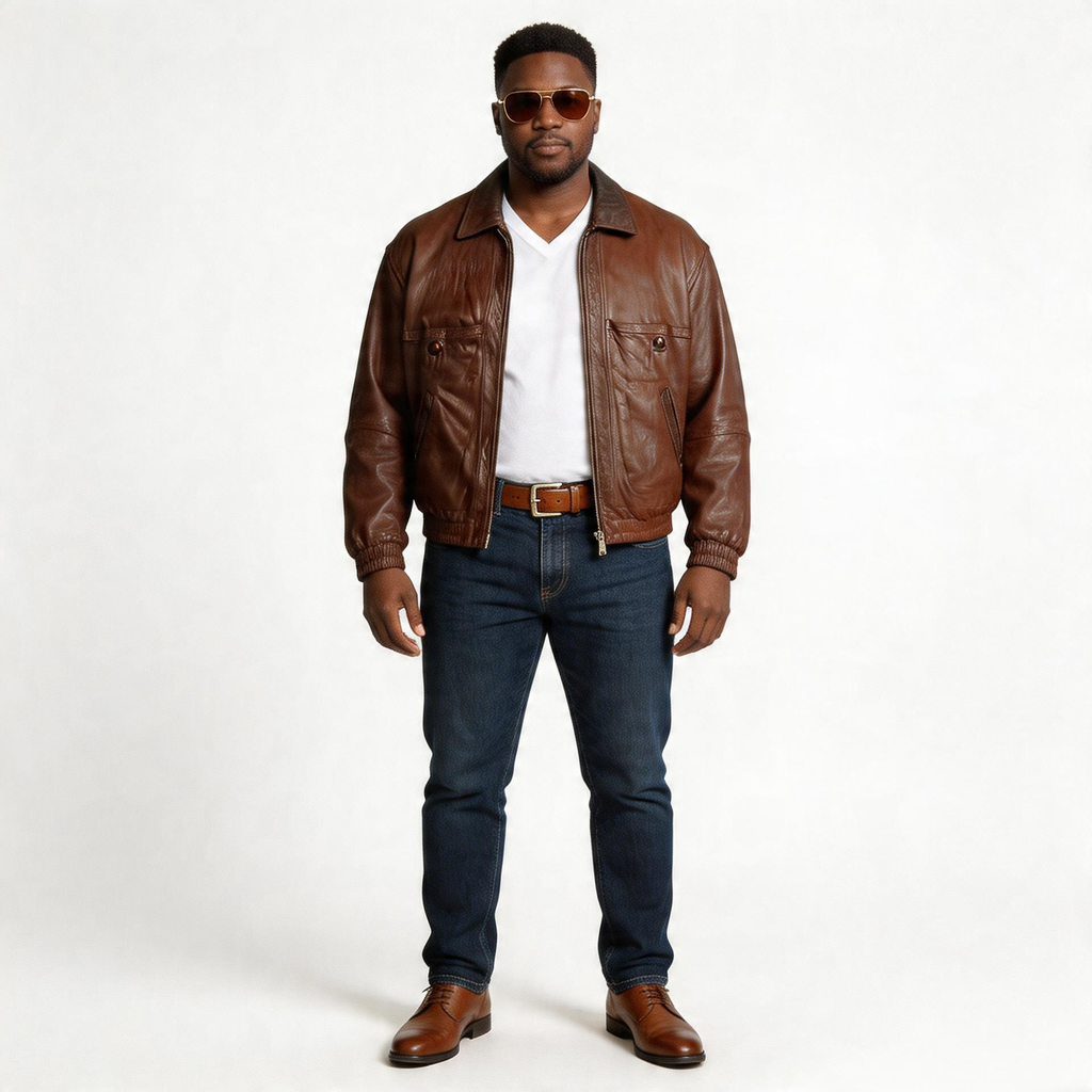 Brown leather jacket for man.