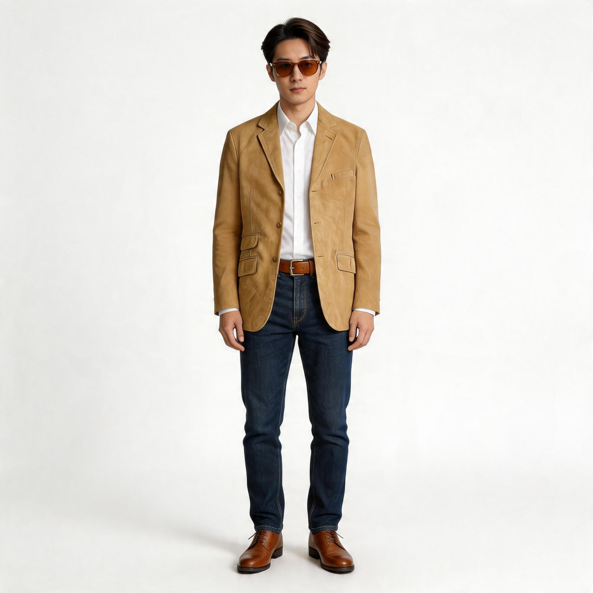 Brown leather jacket for man.