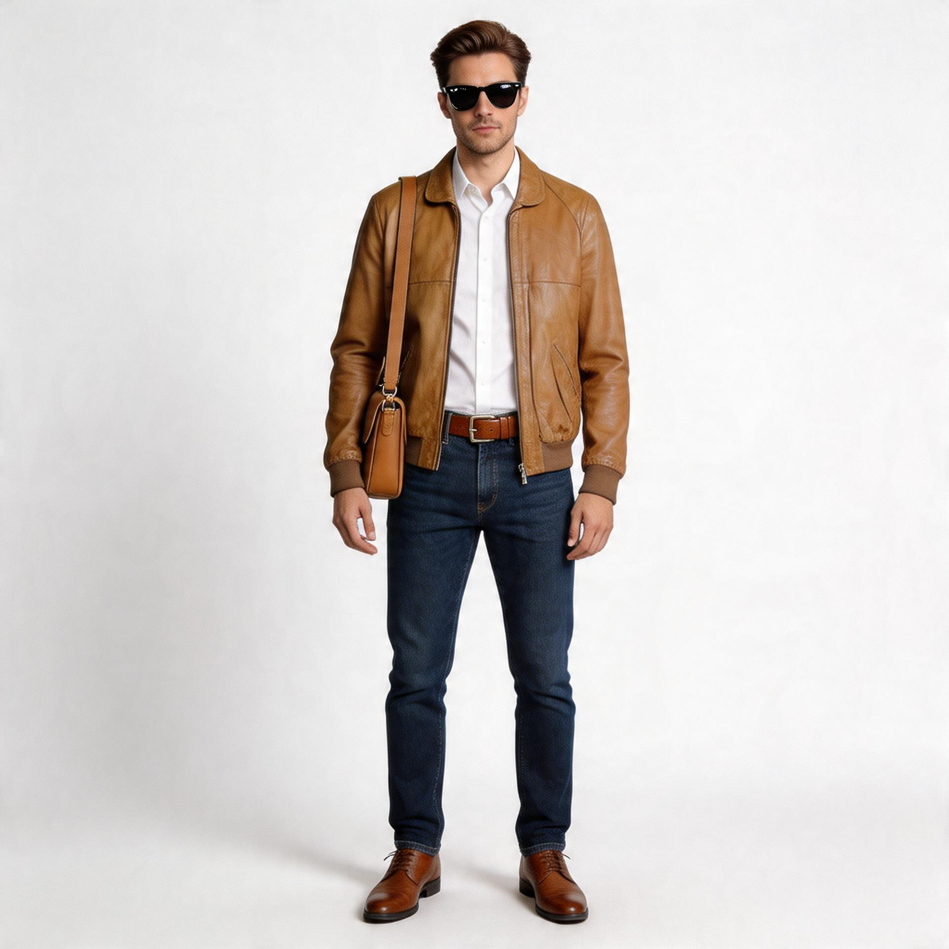 Brown leather jacket for man.