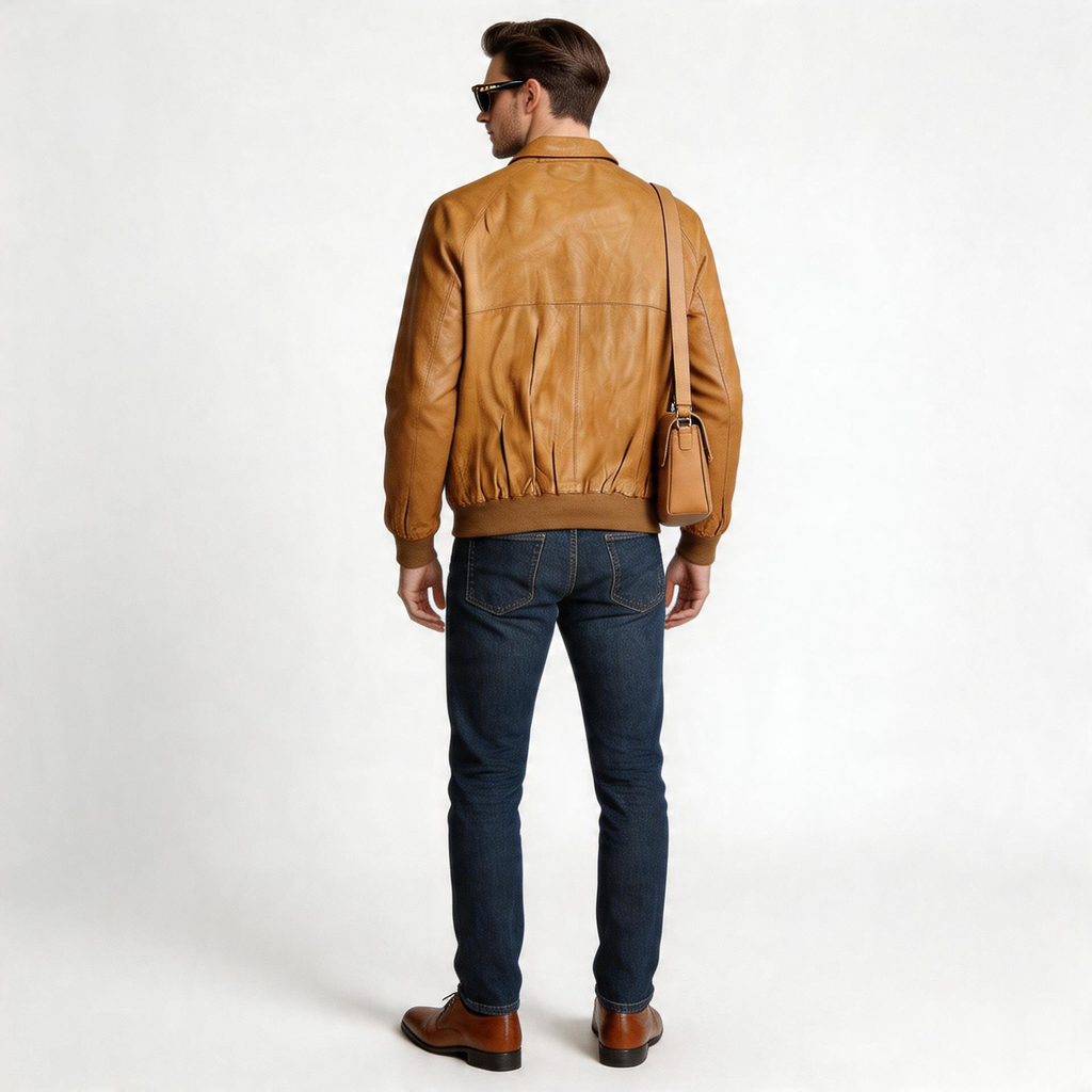 Brown leather jacket for man.