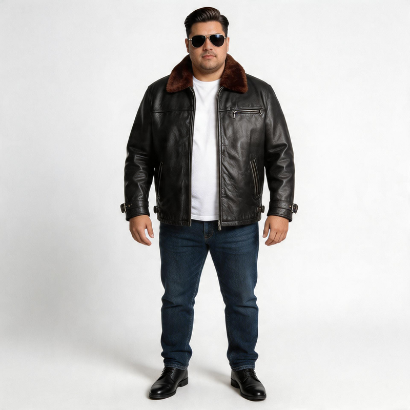 Black leather jacket for man.