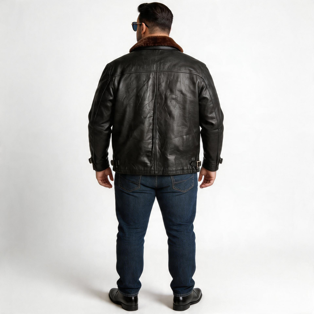 Black leather jacket for man.