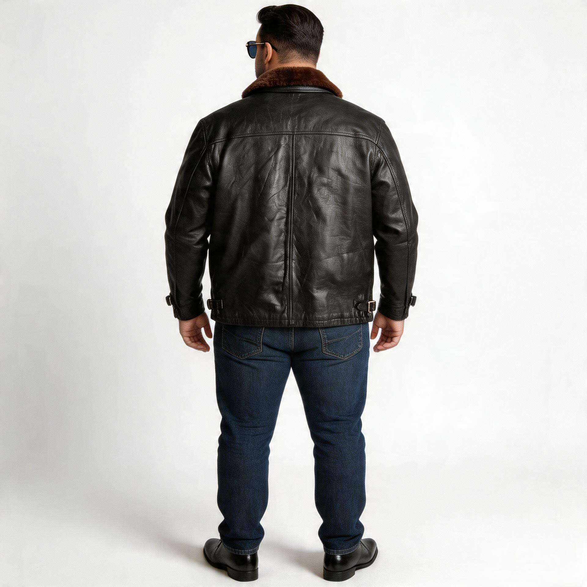 Black leather jacket for man.