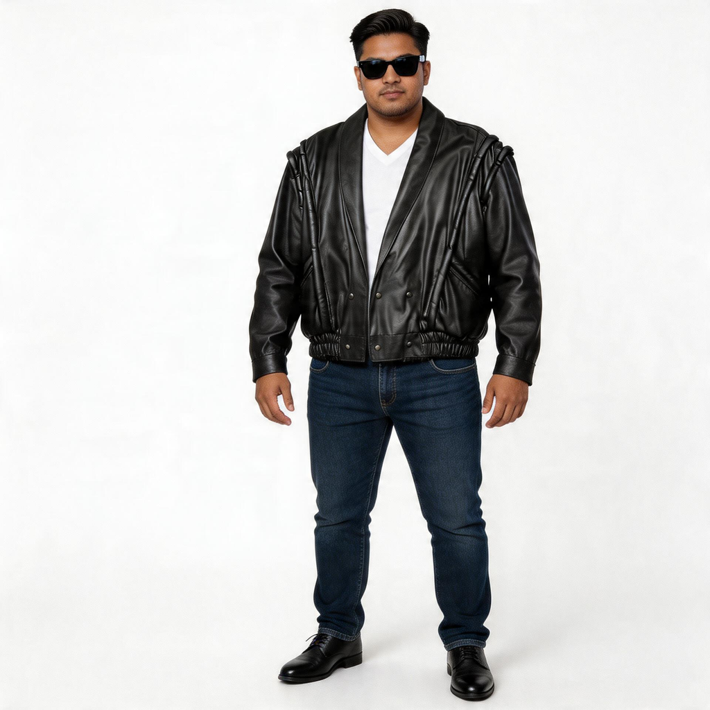 Black leather jacket for man.