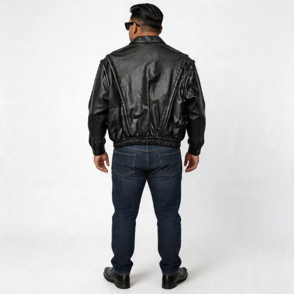 Black leather jacket for man.