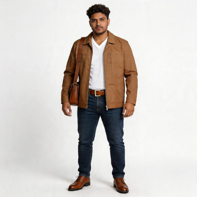 Brown leather jacket for man.