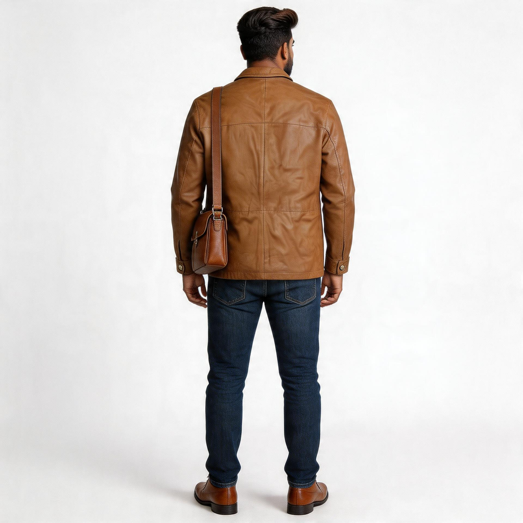 Brown leather jacket for man.