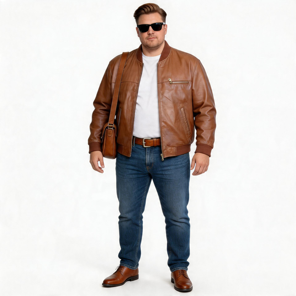 Brown leather jacket for man.