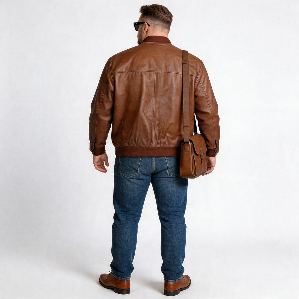 Brown leather jacket for man.