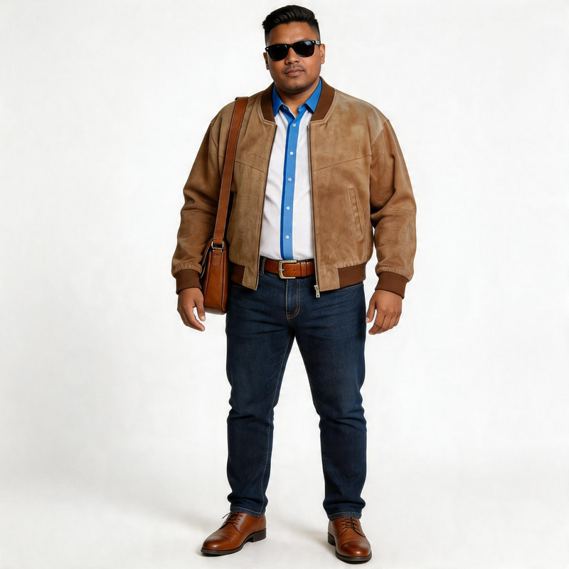 Brown leather jacket for man.