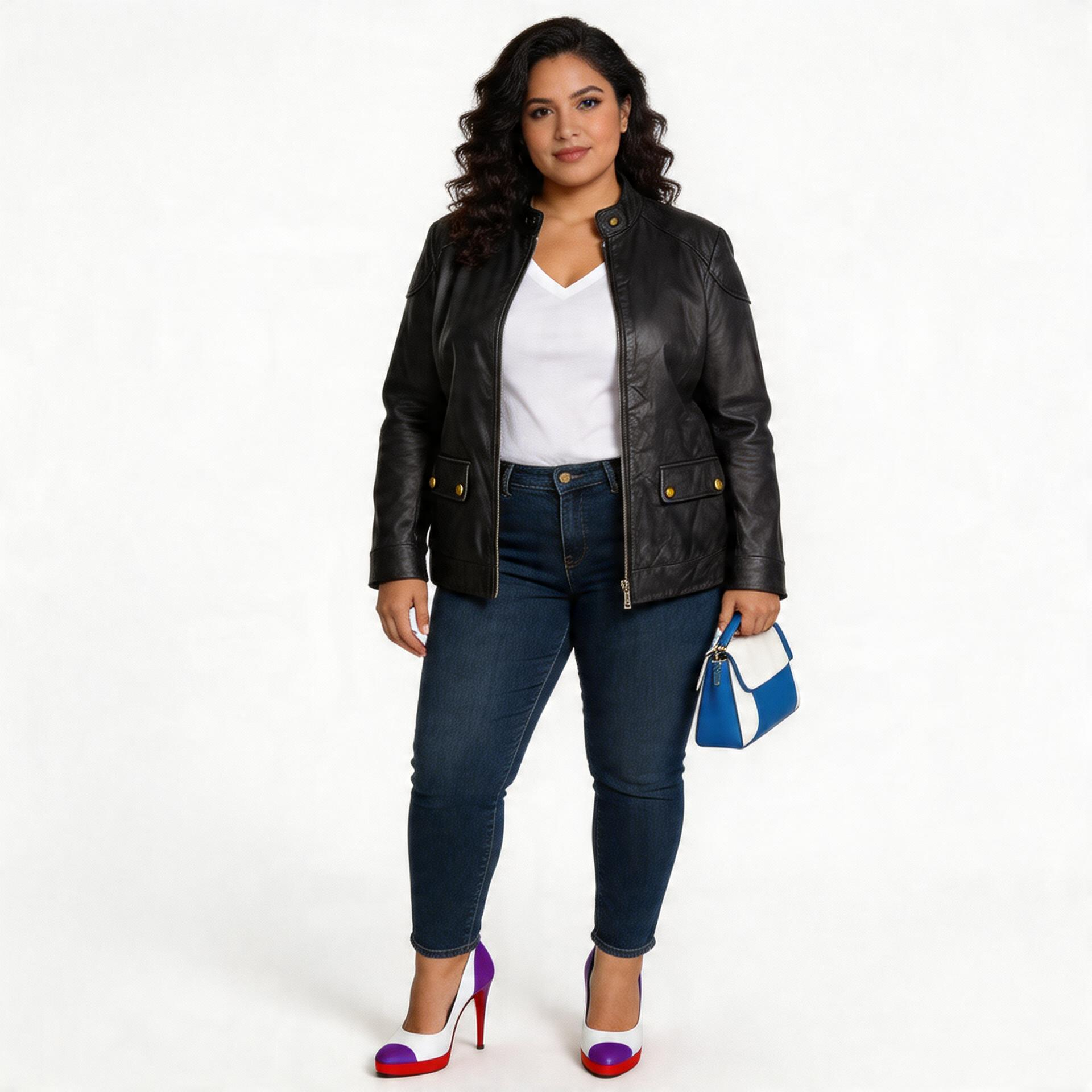 Ladies dark purple leather jacket.