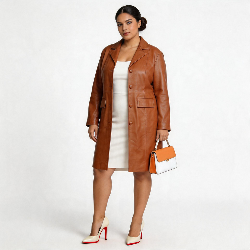 Ladies orange leather jacket.