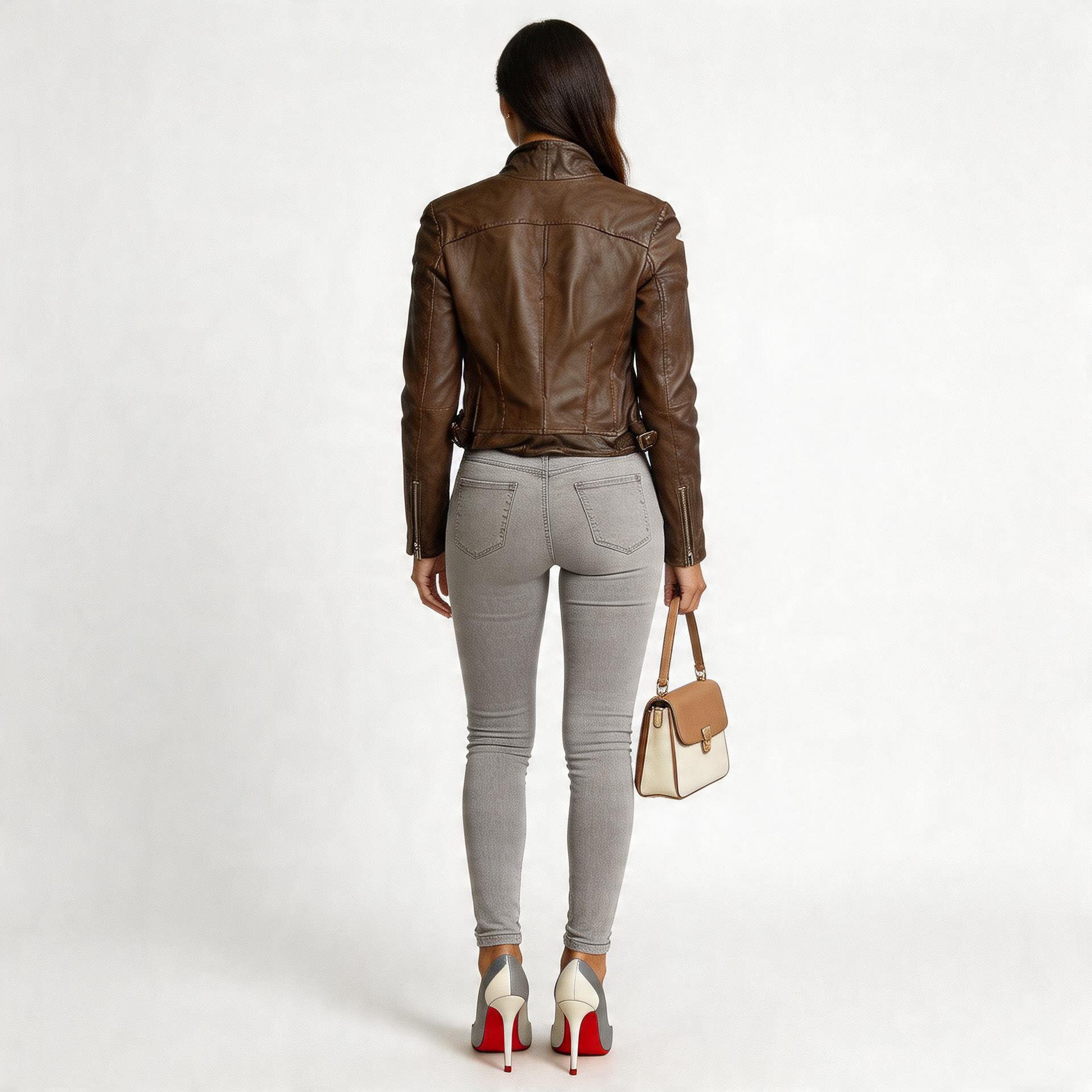Ladies Brown leather jacket.
