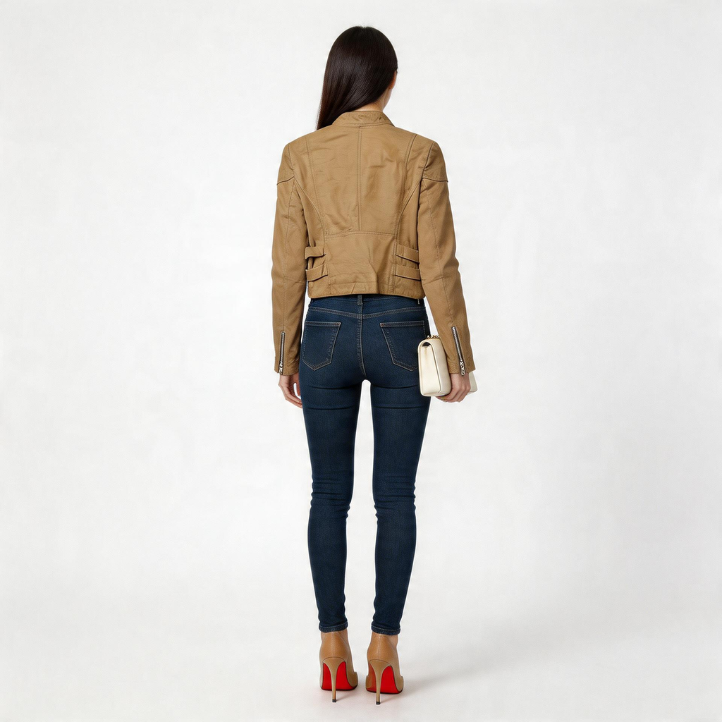 Ladies brown leather jacket,