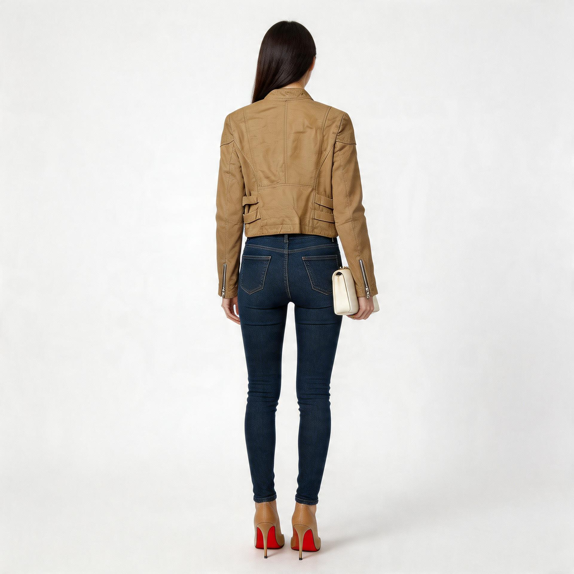 Ladies brown leather jacket,
