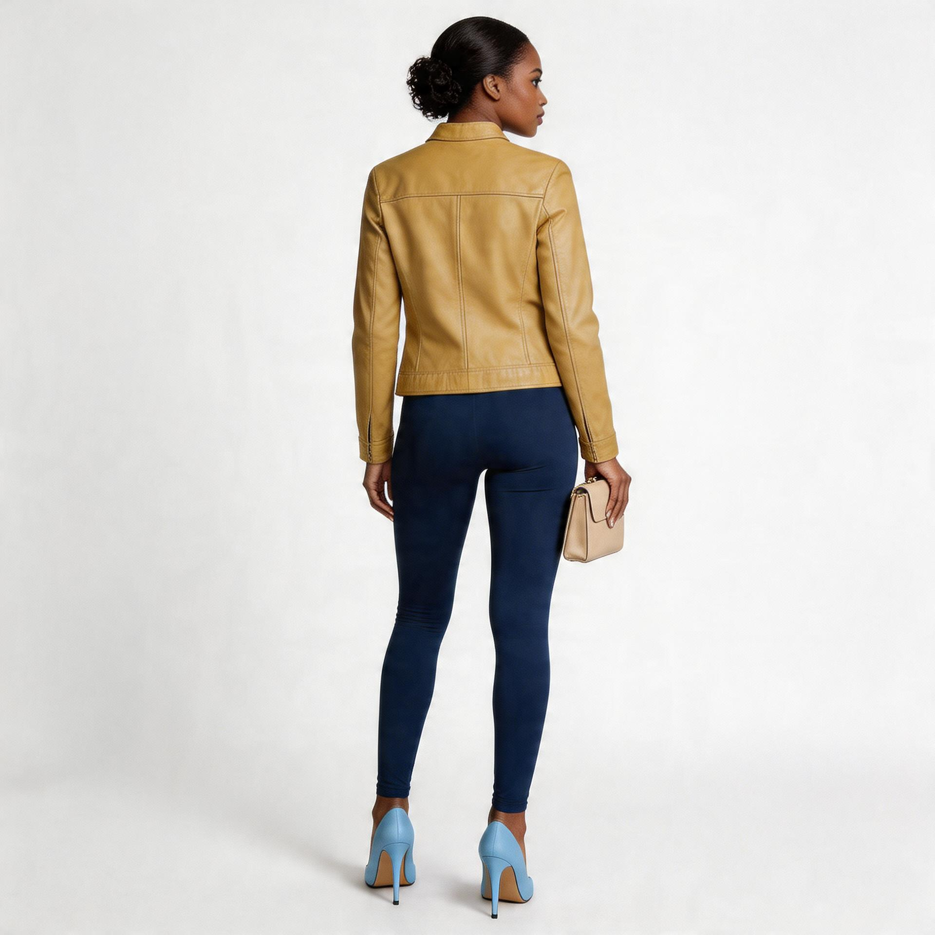 Beige leather jacket for ladies.