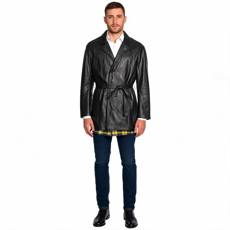 Black leather jacket for man.