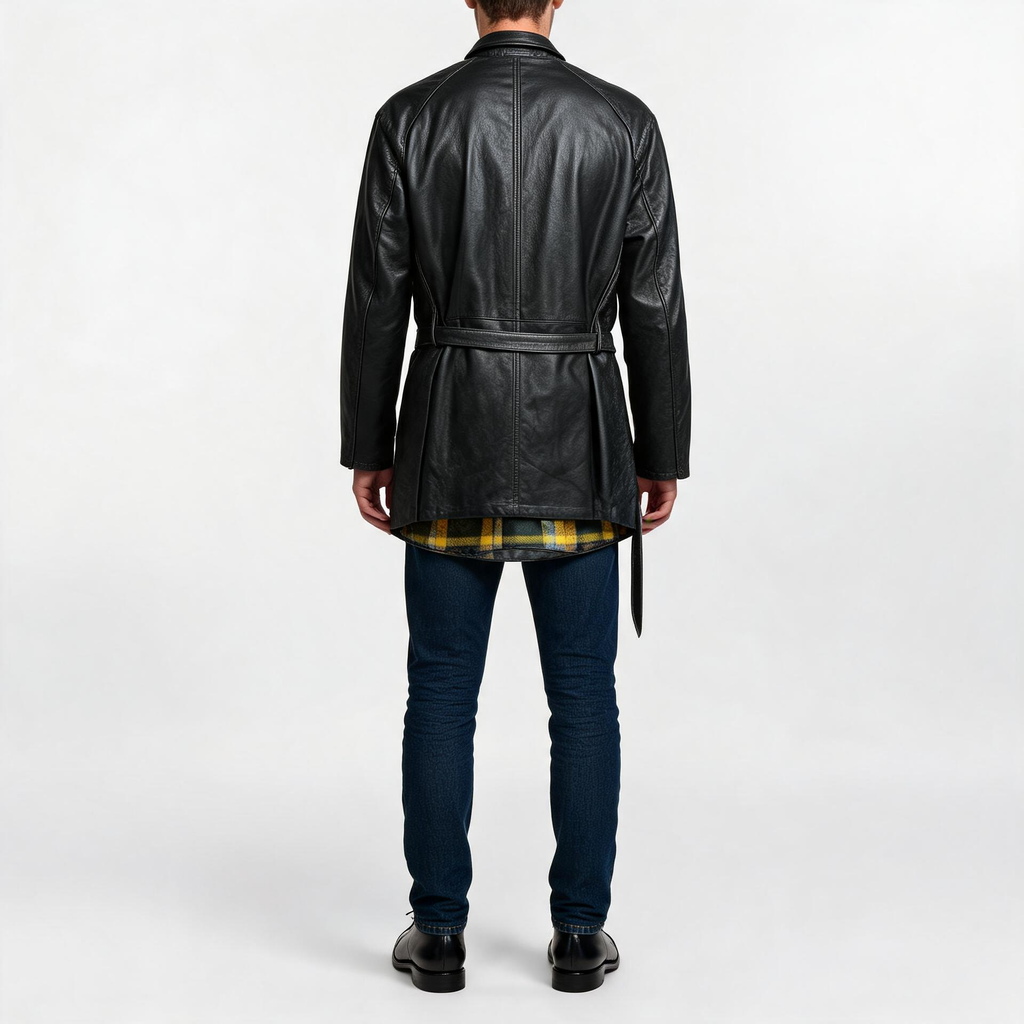 Black leather jacket for man.