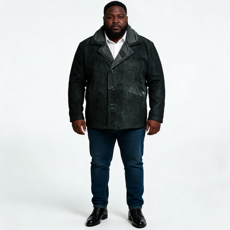 Black leather jacket for man.