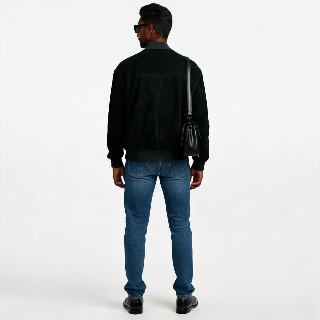 Black leather jacket for man.