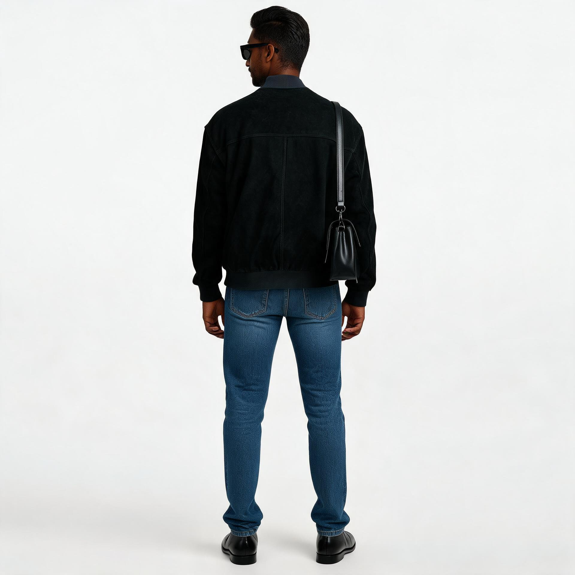 Black leather jacket for man.