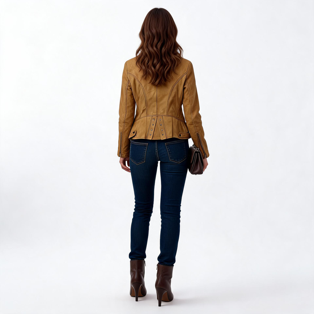 Ladies brown leather jacket.