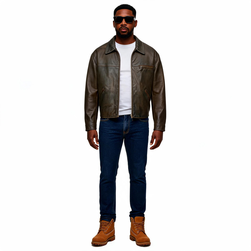 Brown leather jacket for man.