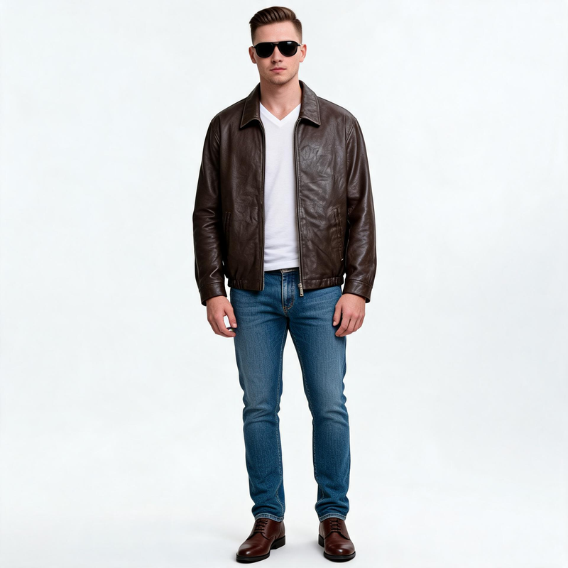Brown leather jacket for man.