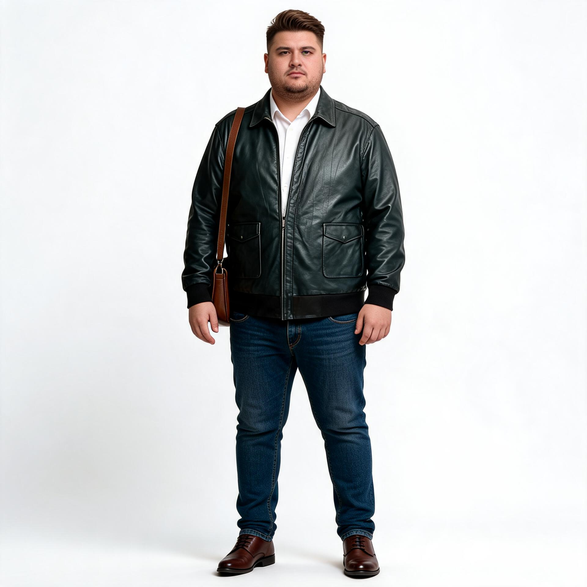 Brown leather jacket for man.