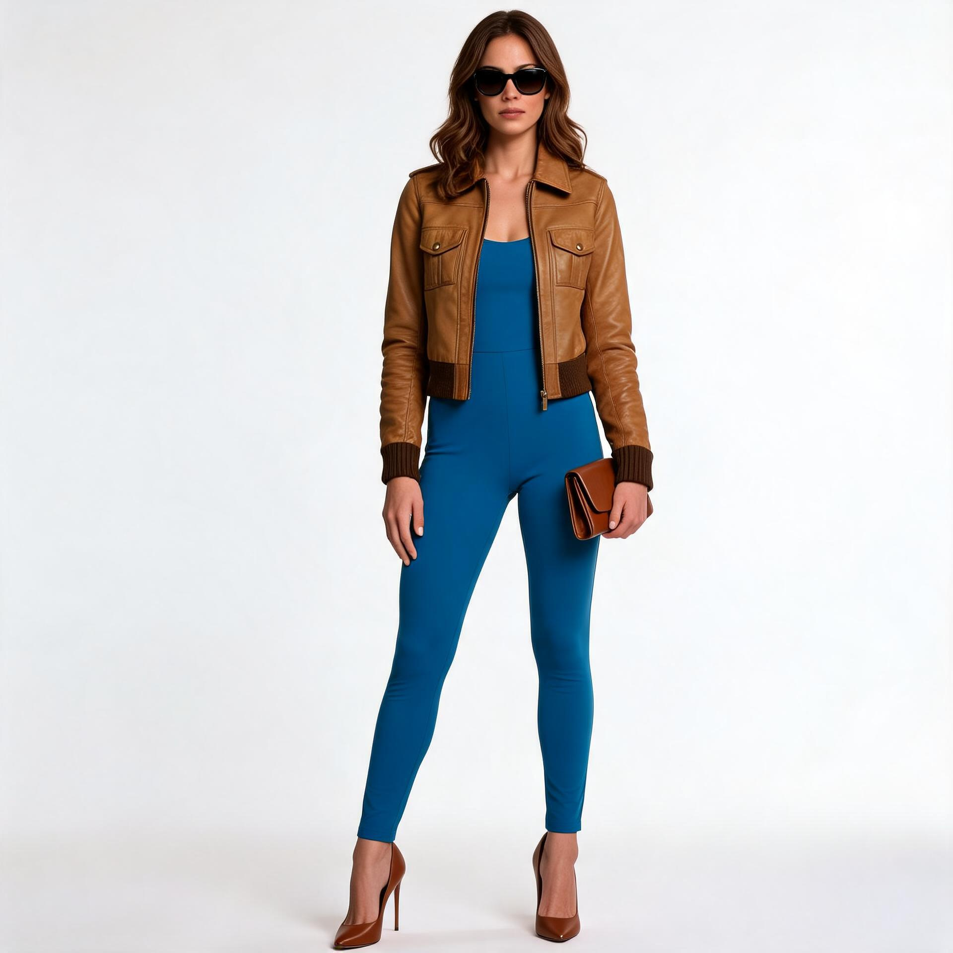 Ladies brown leather jacket.