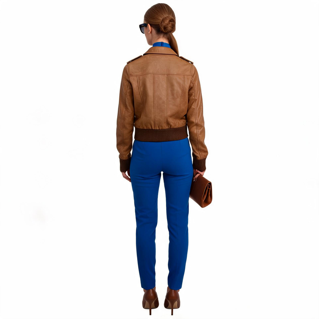 Ladies brown leather jacket.