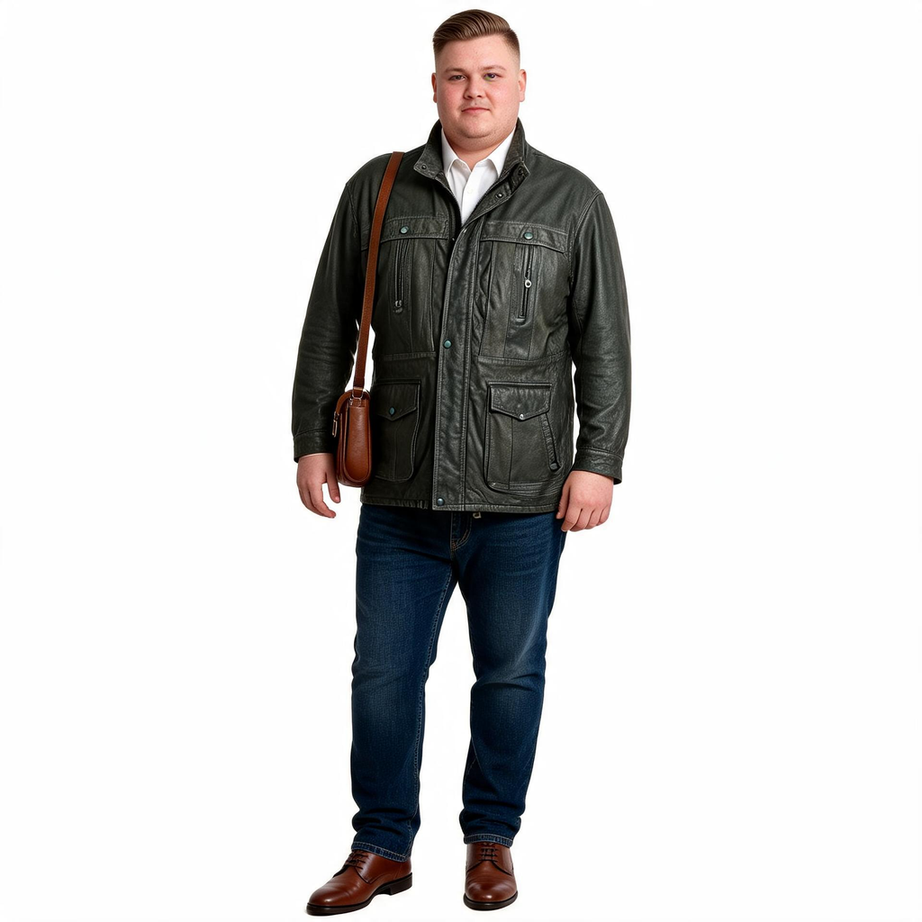 Brown leather jacket for man.