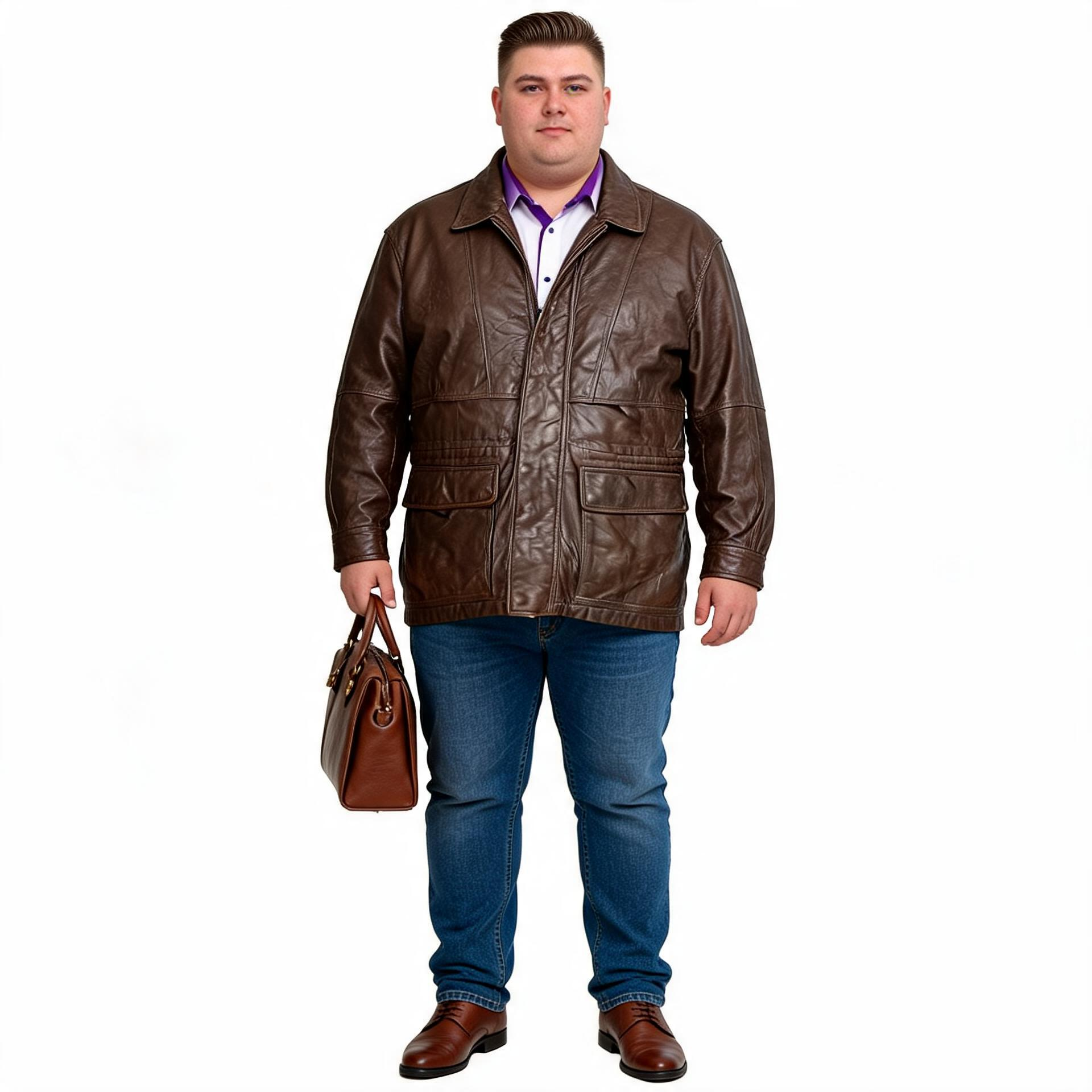 Brown leather jacket for man.