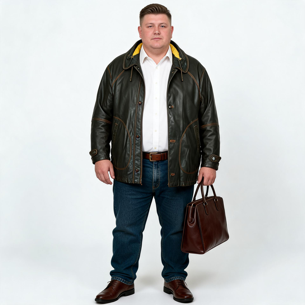Brown leather jacket for man.