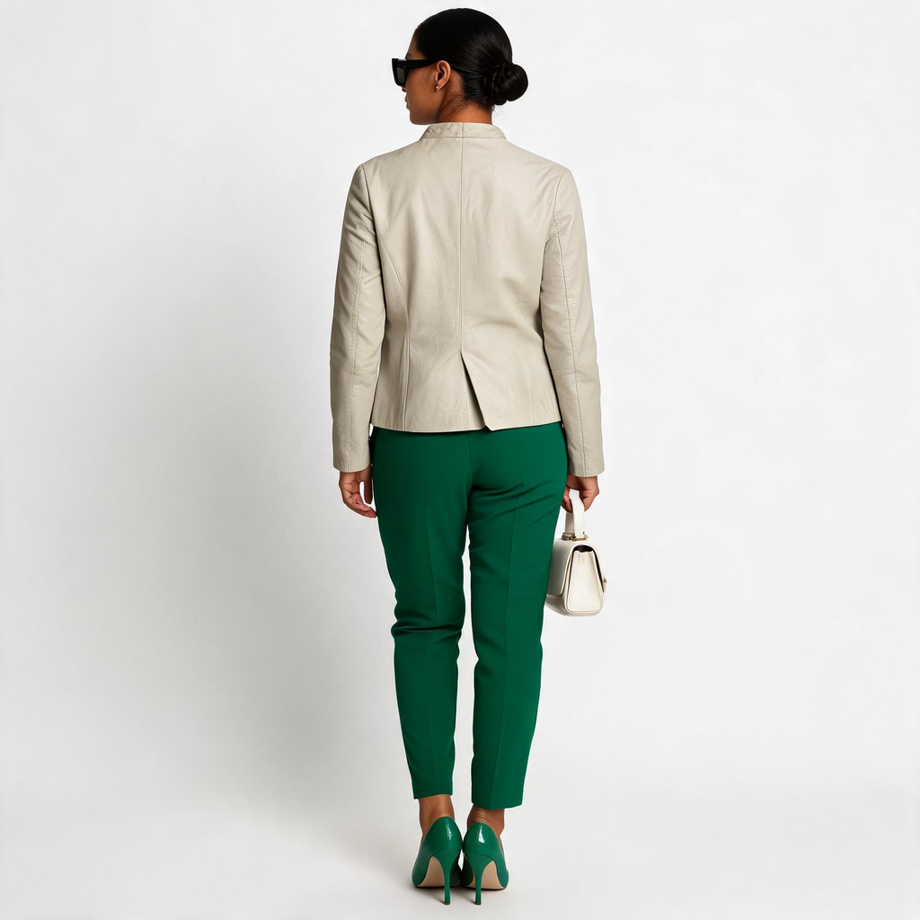 Ladies off white leather jacket.