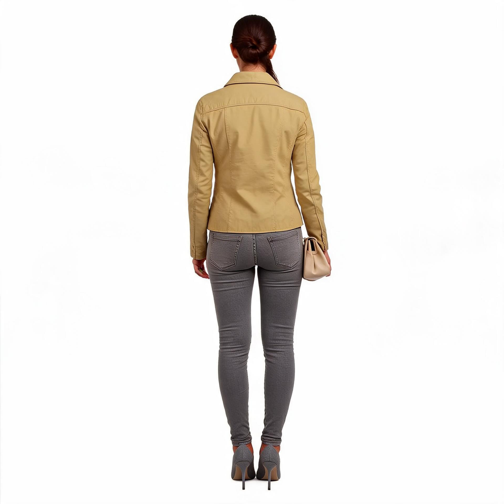 Ladies lite brown leather jacket.