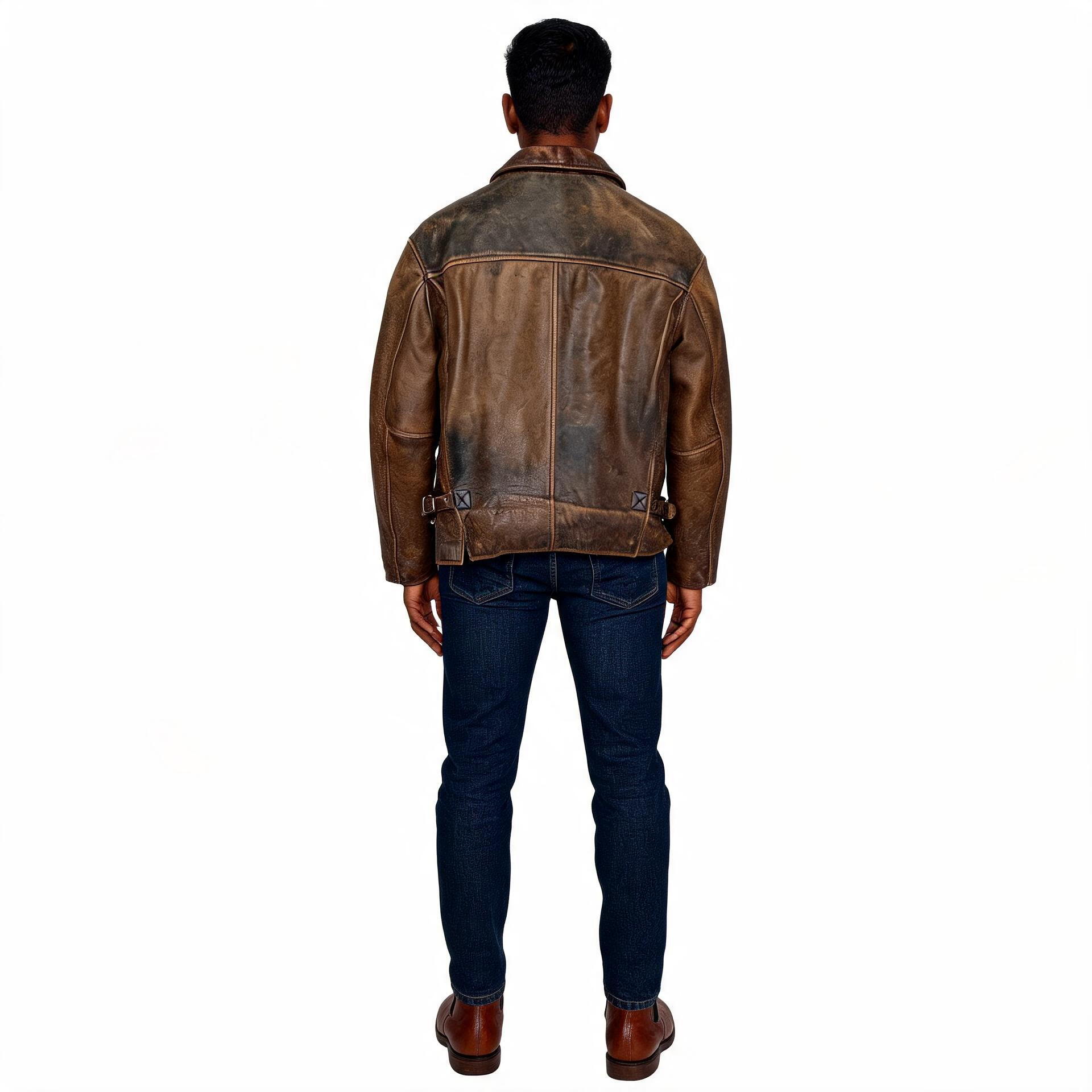Charcoal brown leather jacket for man.