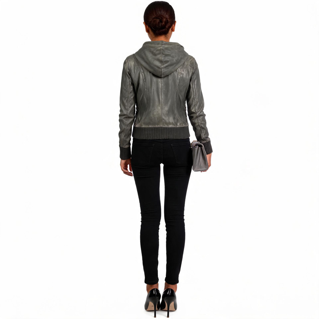 Ladies grey leather jacket