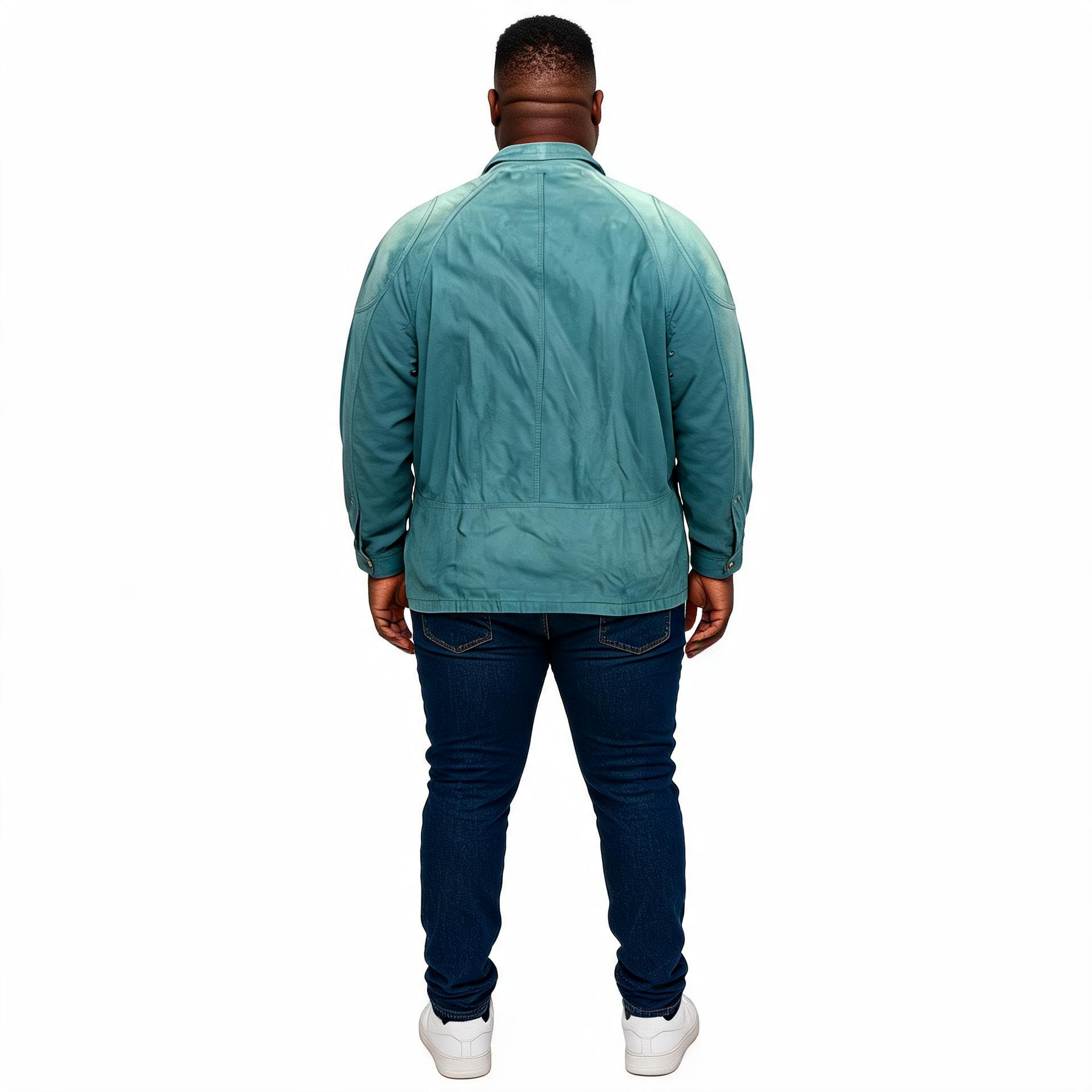 Green leather jacket for man.