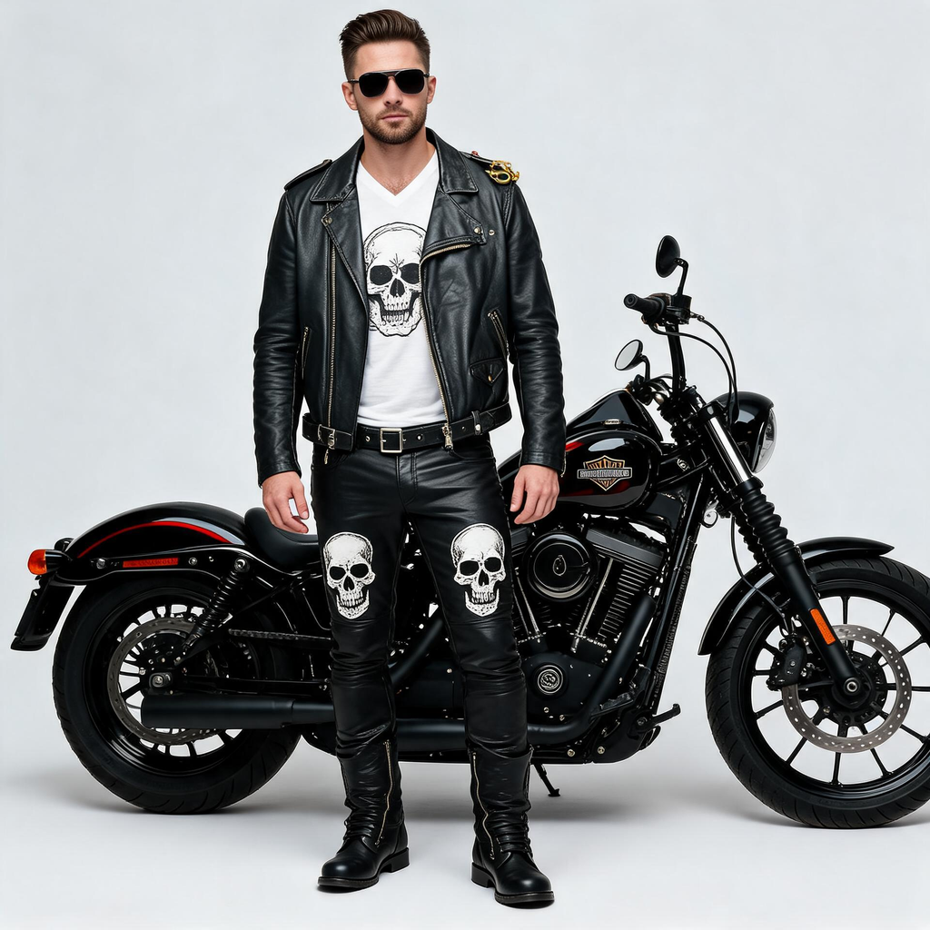 Black leather jacket for man.