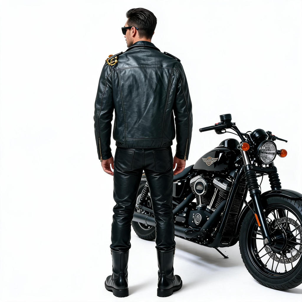 Black leather jacket for man.