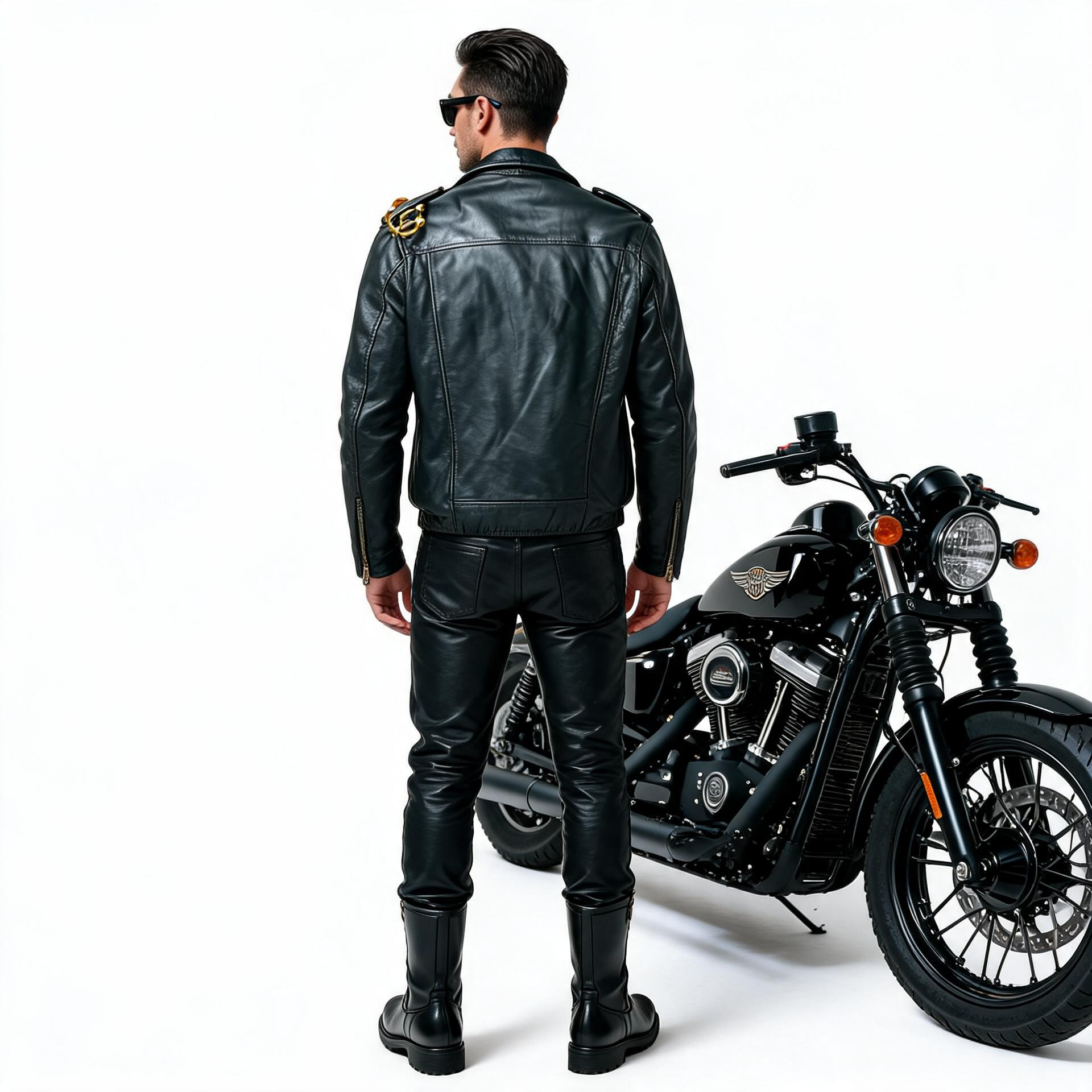 Black leather jacket for man.