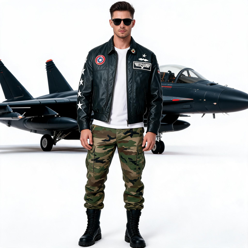 Black leather jacket for man.
