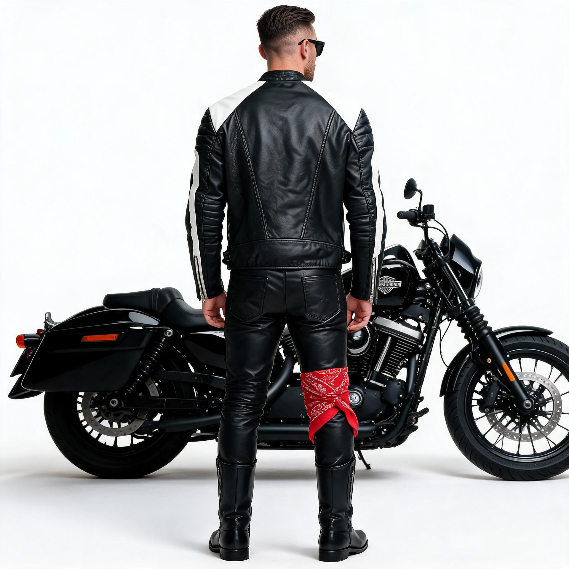 Black & white leather jacket for man.