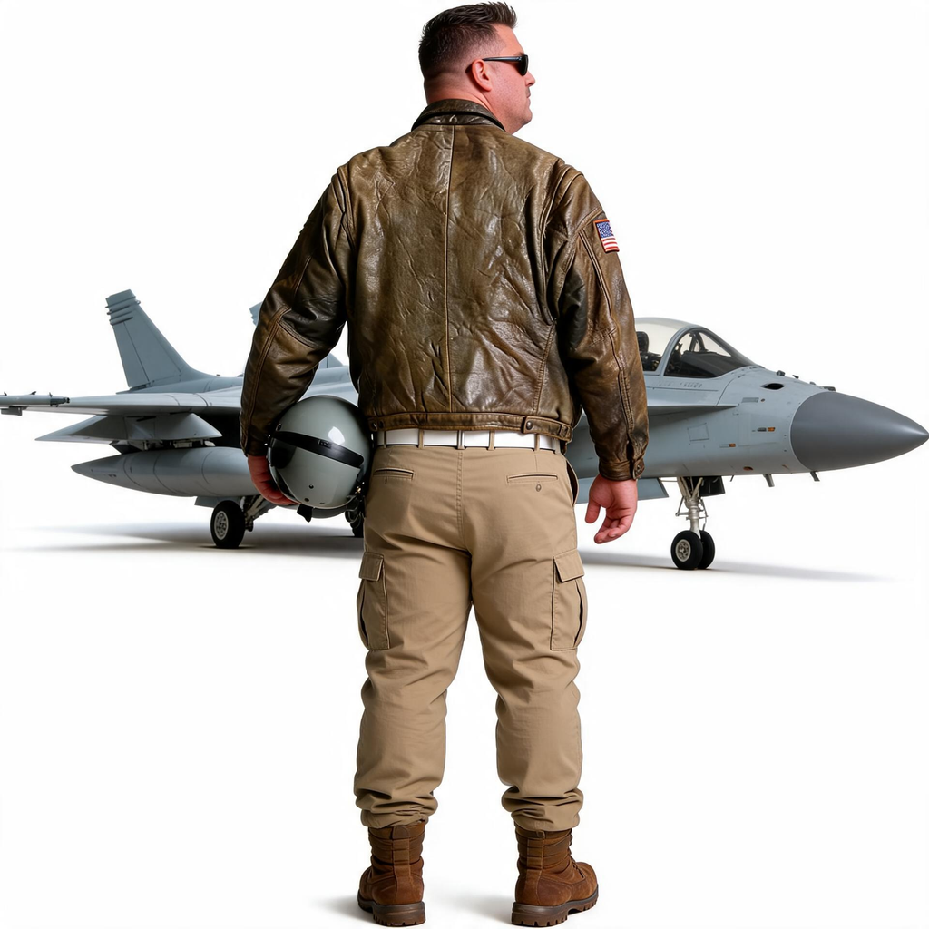 Military green leather jacket for man.