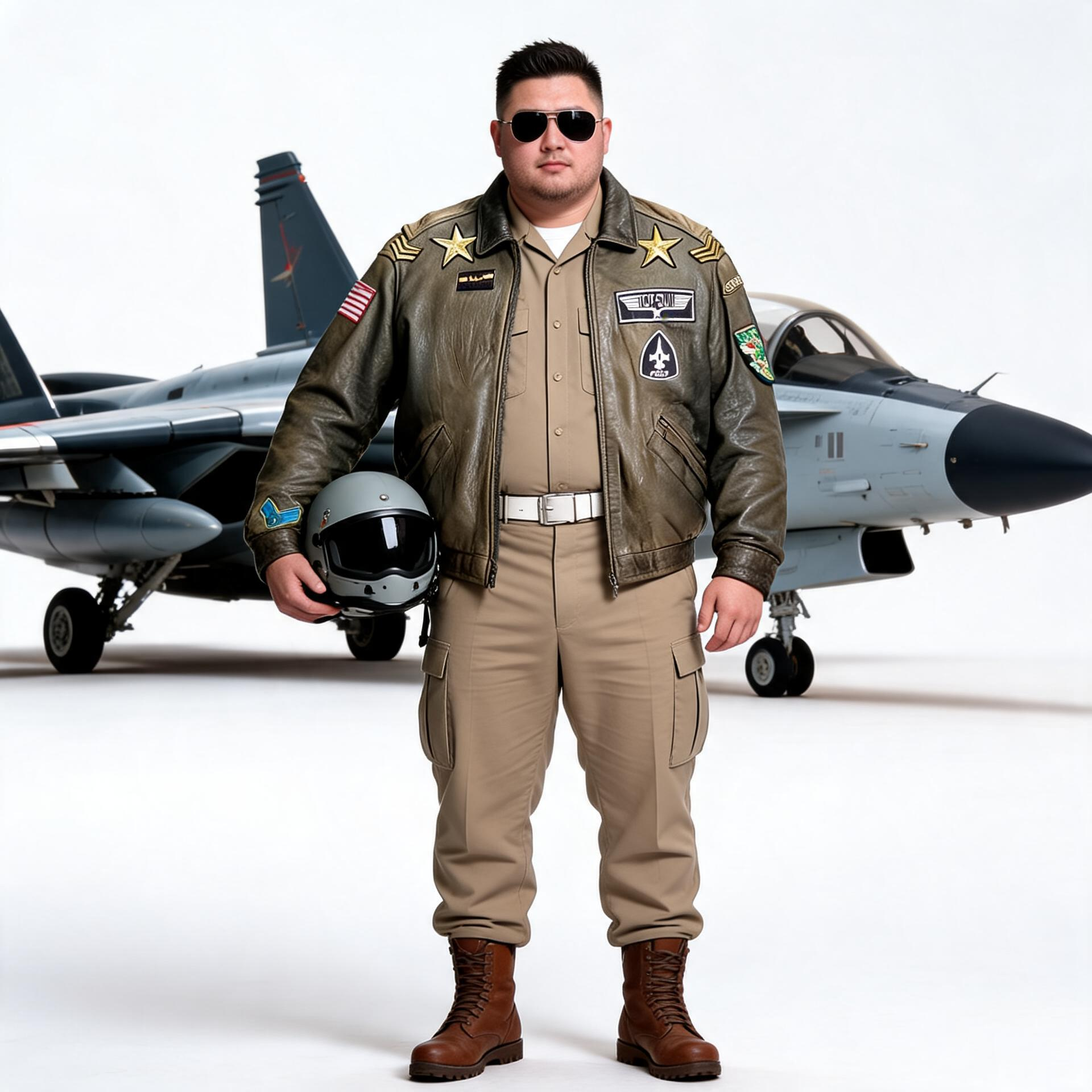 Military green leather jacket for man.