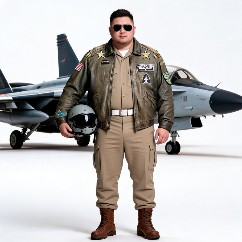 Military green leather jacket for man.