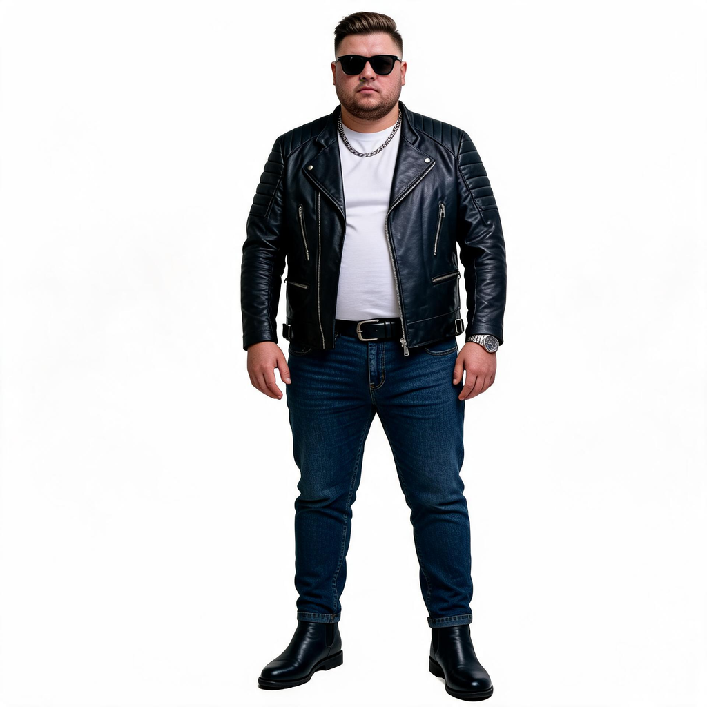 Black leather jacket for man.