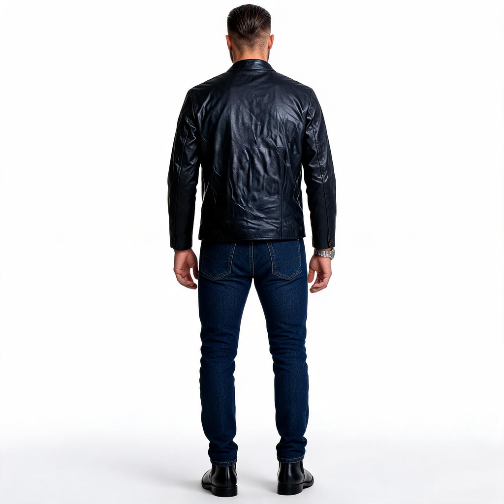 Black leather jacket for man.