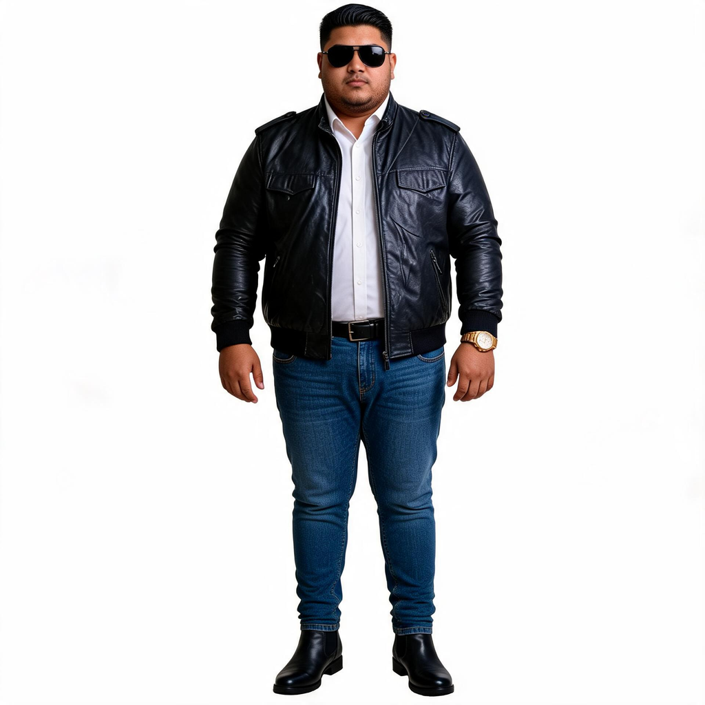 Black leather jacket for man.